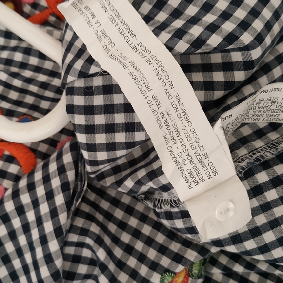 Zara Black & White Gingham Check Shirt With Embroidery - Picture 10 of 12